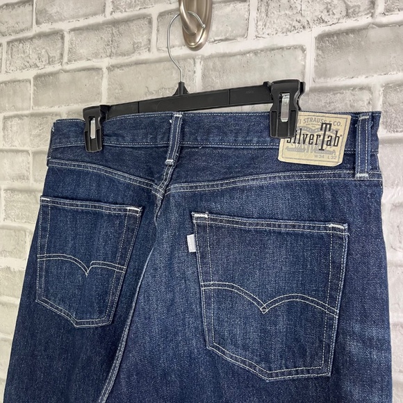 Levis SilverTab Straight Leg Dark Wash Jeans Mens 34 x 32 Casual 5 Pocket Denim - Picture 4 of 12